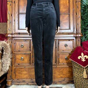 Chico's Black Cotton Blend Stretch Velvet Tapered Jean